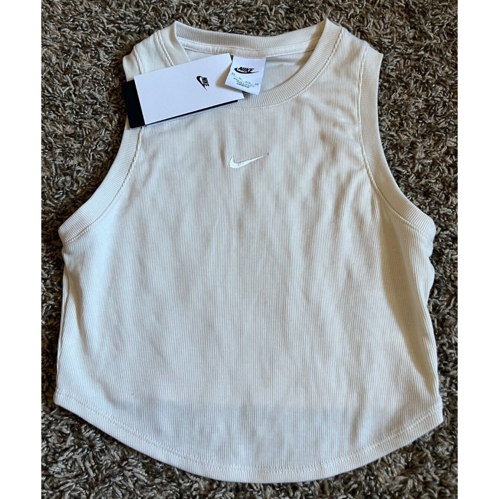 NEW Nike Women's Chill Knit Tight Fit Cropped Mini-Rib Tank Top Shirt (XS)